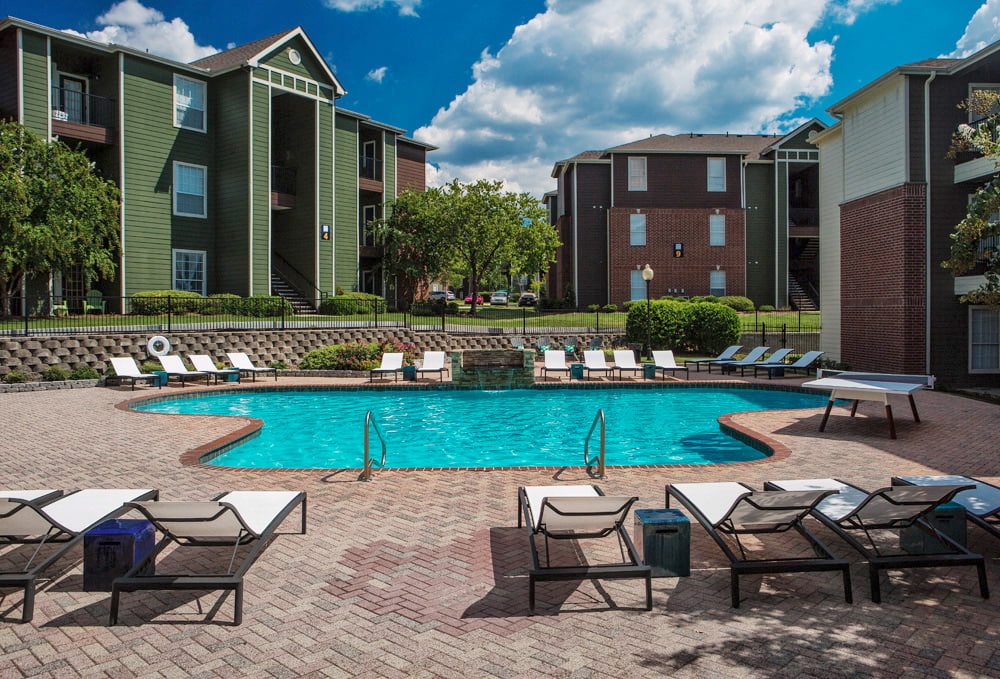 outdoor pool area at the beacon apartments